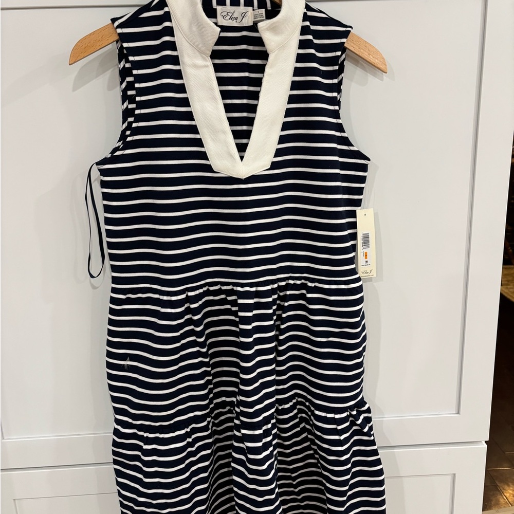 Eliza J NWT Navy and White Striped Dress